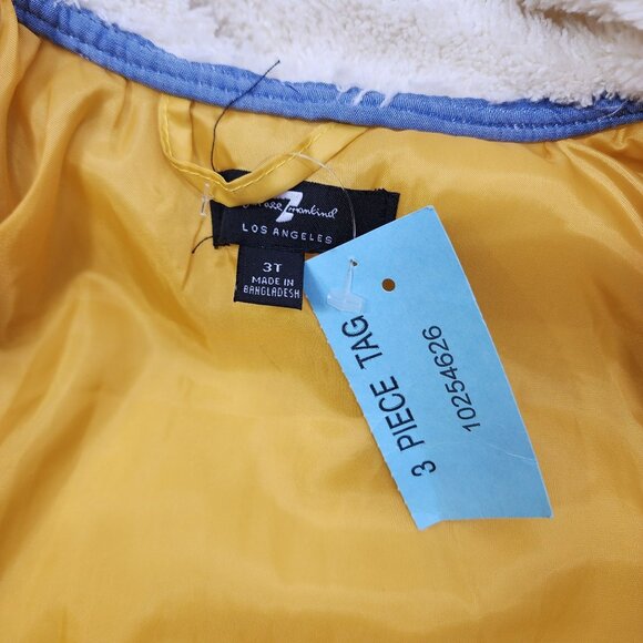 7 For All Mankind Toddler Yellow Winter Puffer Coat With Faux Fur Hood 3T NWOT - Picture 8 of 10